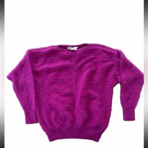 VTG Country Club Rabbit Wool Blend Sweater Fuscia Italy Made Sz M Women’s